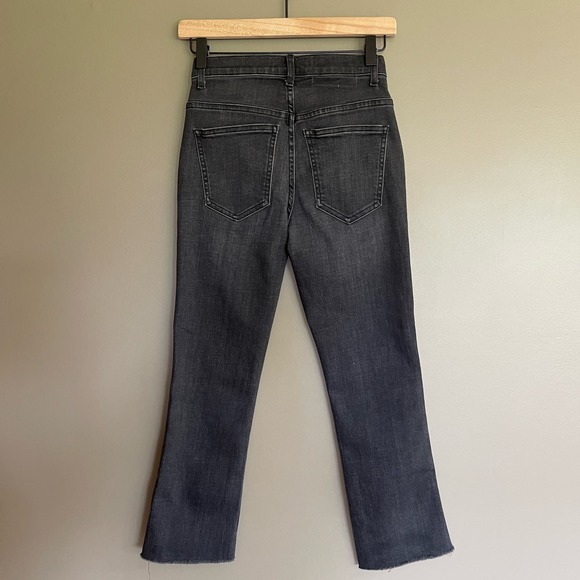 THE GREAT The Nerd Raw Hem Jeans In Black Size 24 Kick Flare High Rise Straight - Picture 13 of 16
